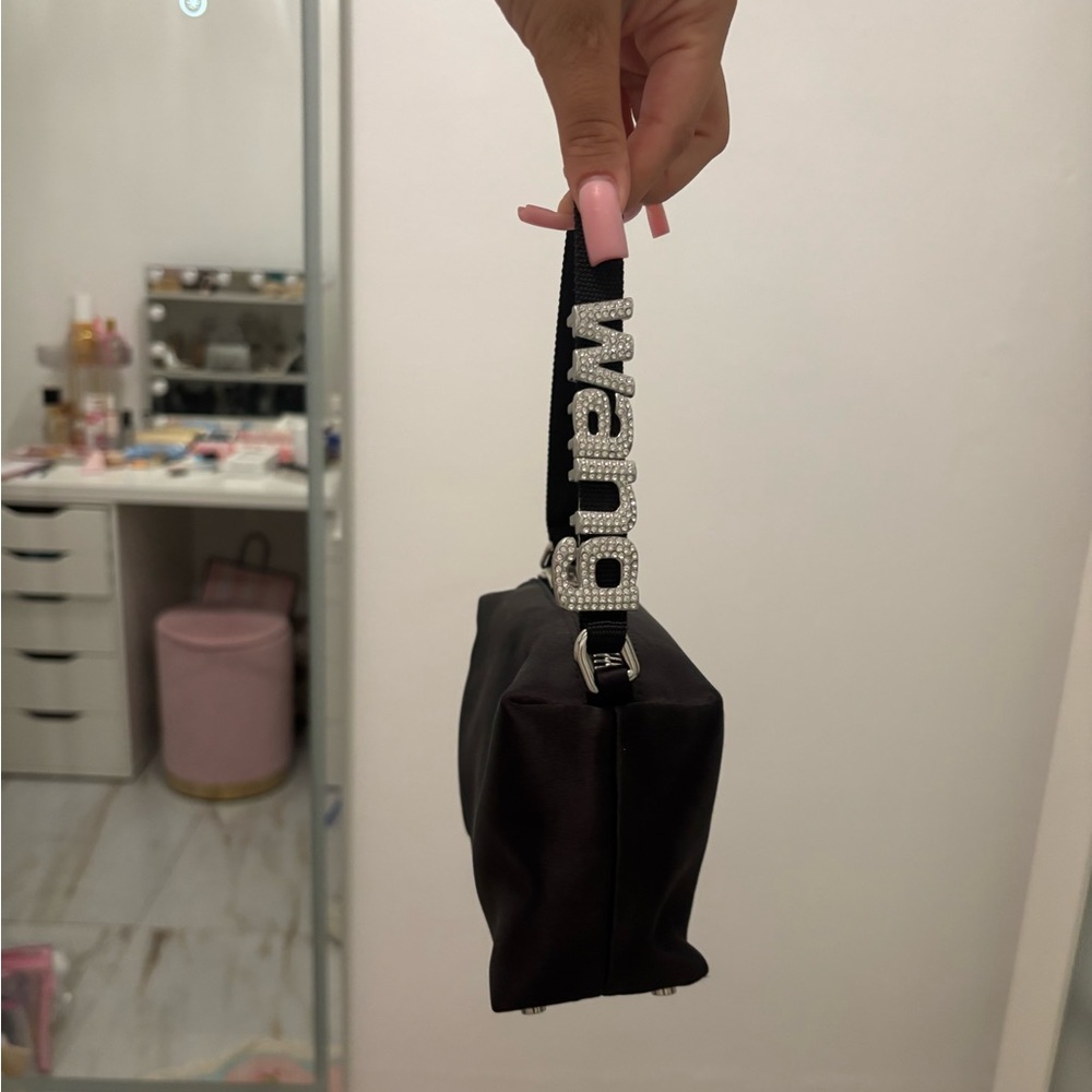 Black Alexander Wang Handbag with Rhinestone Strap